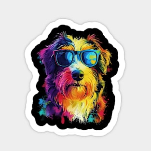 Colourful Cool Golden Doodle Dog with Sunglasses Sticker